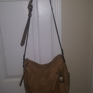 Beige shoulder handbag